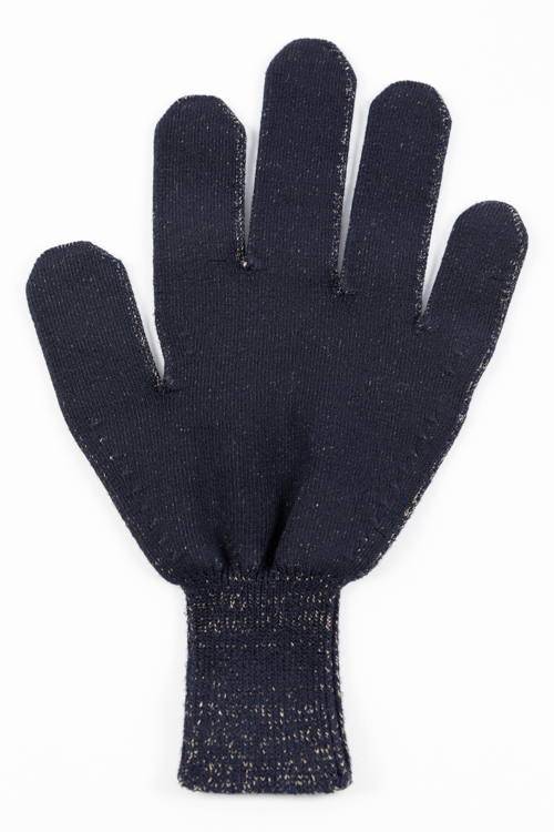 Fingerhandschuh dunkelblau – einzelner Handschuh aus hautfreundlichem Silbertextil, elastisch, atmungsaktiv und juckreizlindernd.