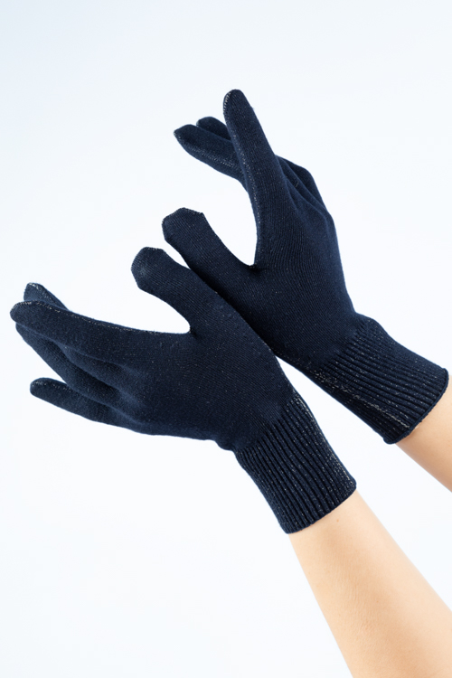Damen-Fingerhandschuhe dunkelblau – medizinische Silbertextilien, hautfreundlich, atmungsaktiv und juckreizlindernd, perfekte elastische Passform.