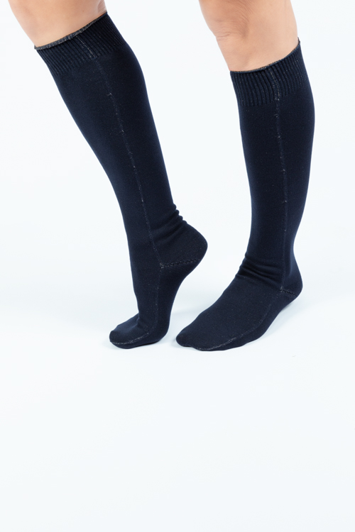Damen-Kniestrümpfe dunkelblau – hautfreundliche Neurodermitiskleidung aus Silbertextilien, juckreizlindernd, atmungsaktiv und elastisch für perfekten Sitz.